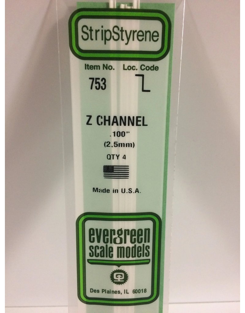 EVERGREEN EVG753 .100 Z CHANNEL 4PC