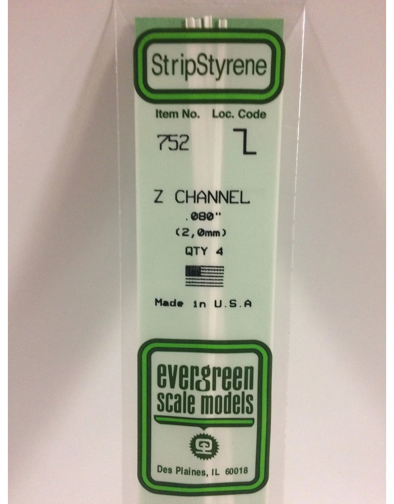 EVERGREEN EVG752 .080 Z CHANNEL 4PC