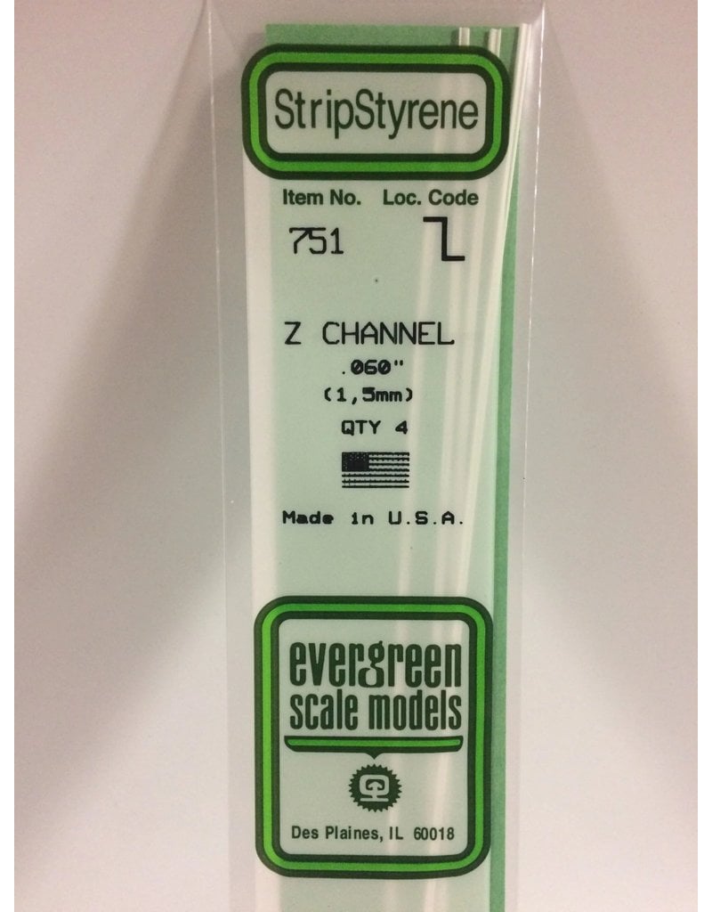EVERGREEN EVG751 .060 Z CHANNEL 4PC