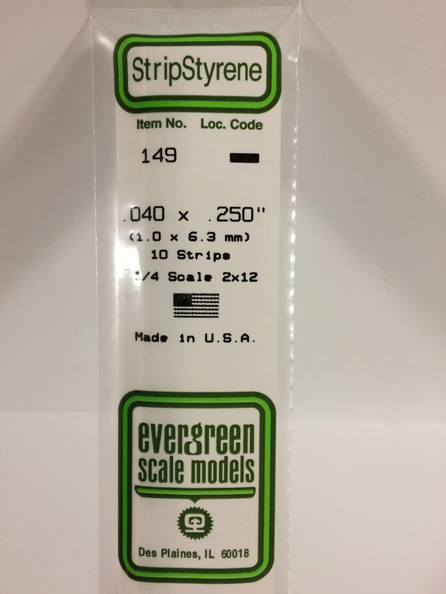 149 Styrene strip .040x.250" 10/