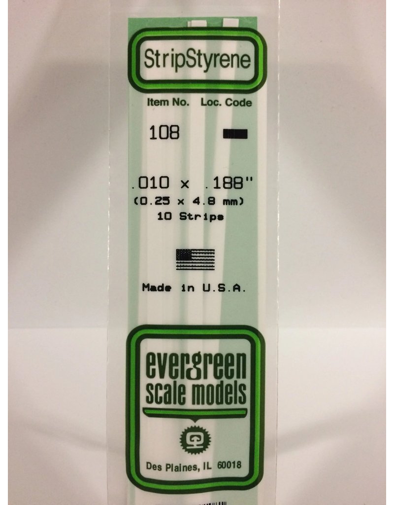 EVERGREEN EVG108 .010X.188 STRIPS 10PC