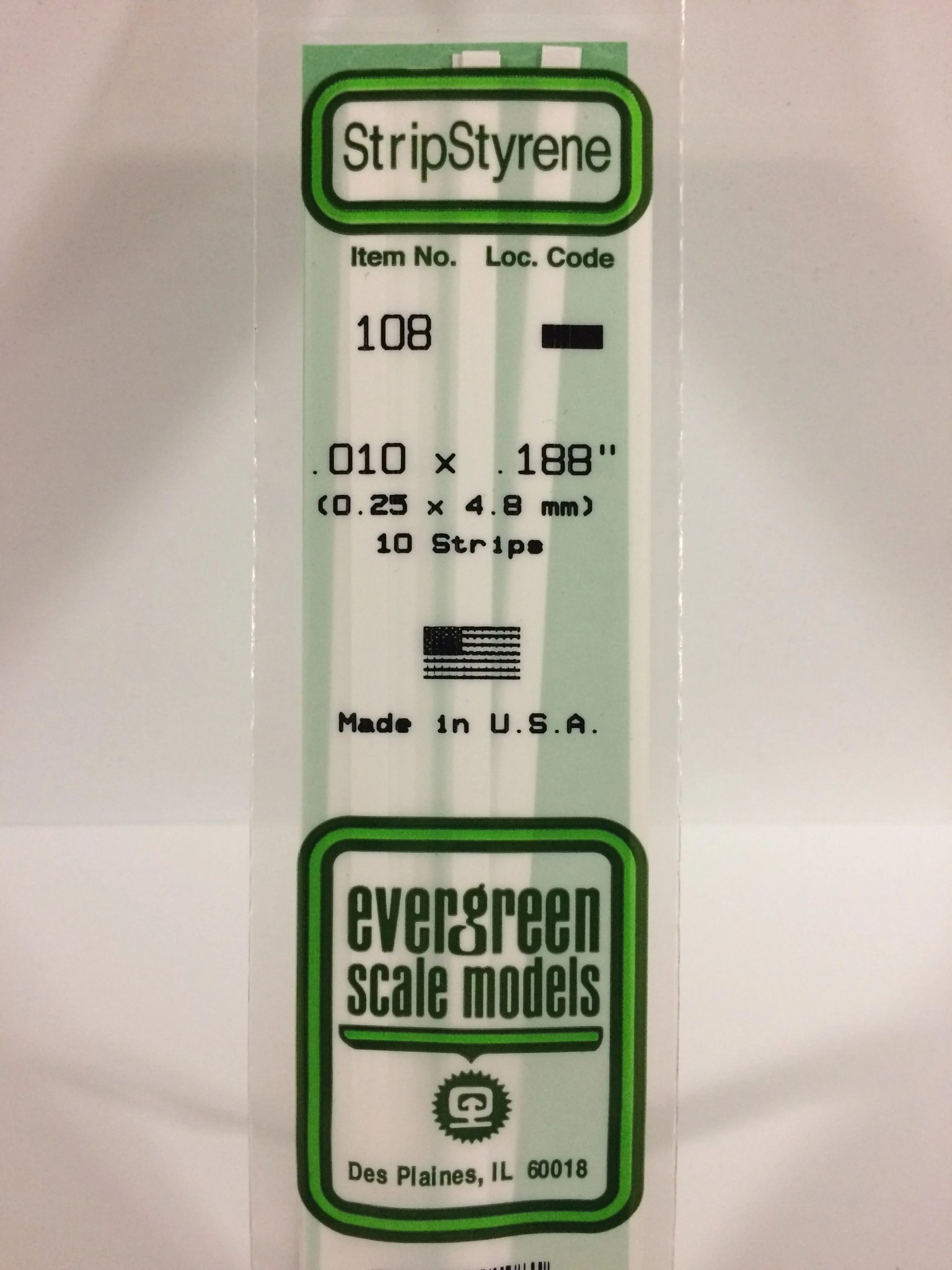 108 Styrene Strip .010x.188" 10/
