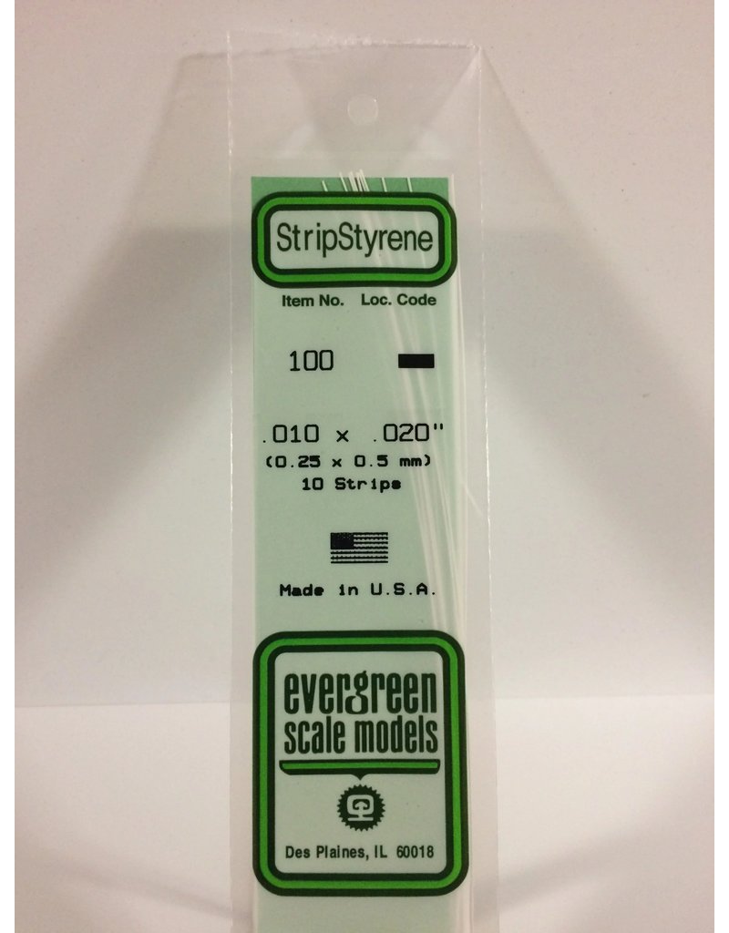 EVERGREEN EVG100 .010X.020 STRIPS 10PC