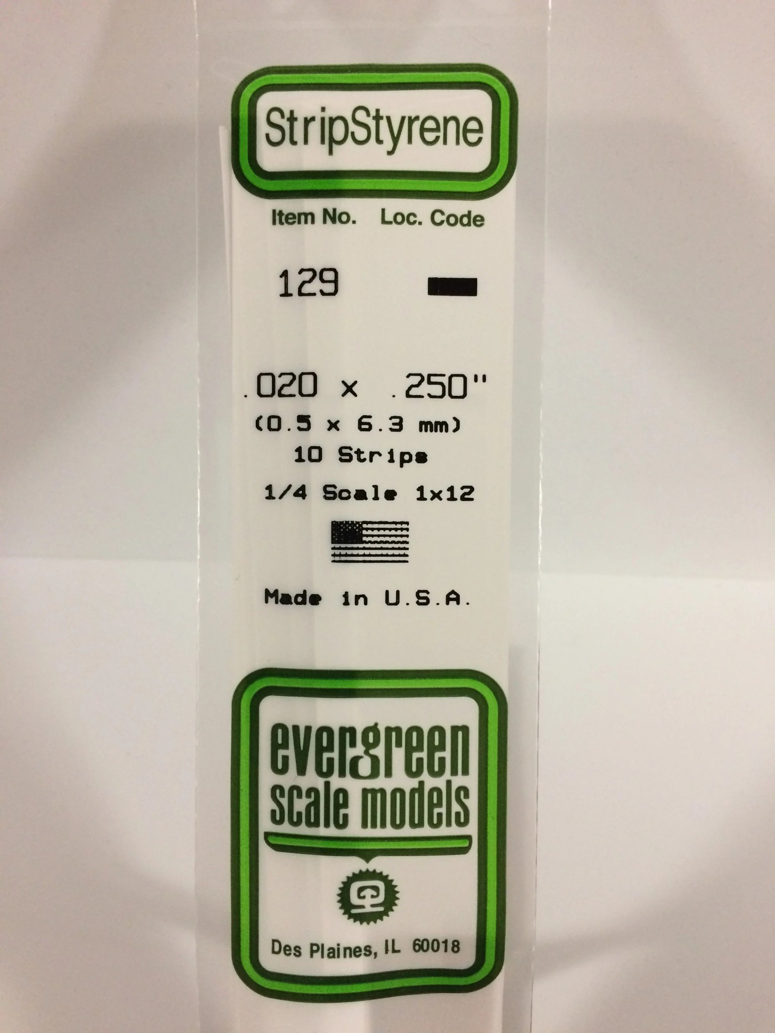 129 Styrene strip .020x.250" 10/