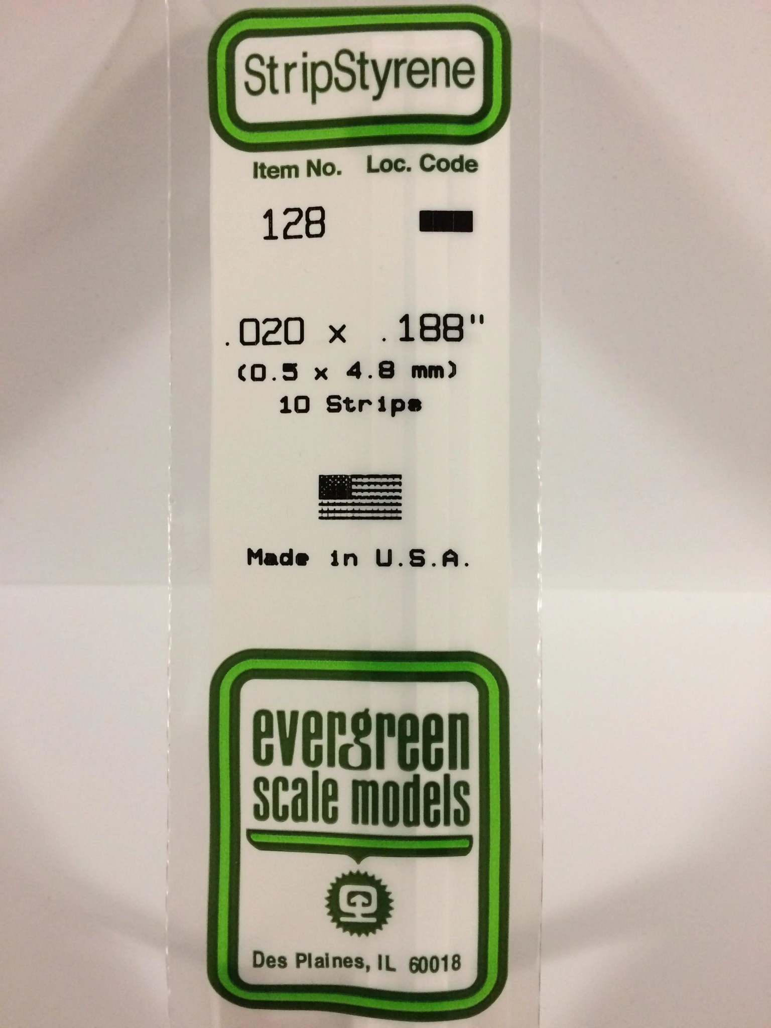128 Styrene Strip .020x.188" 10/