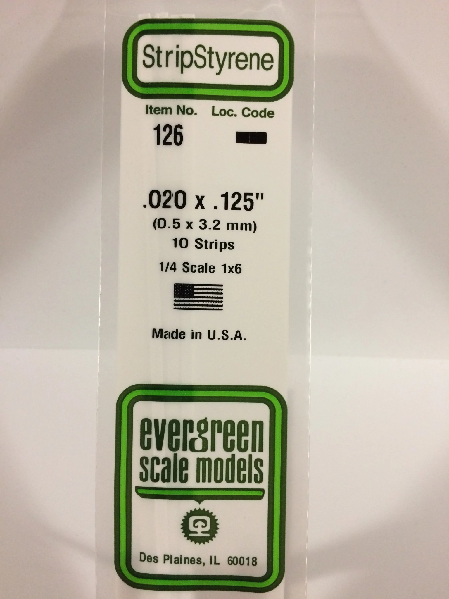 126 Styrene Strip .020x.125" 10/
