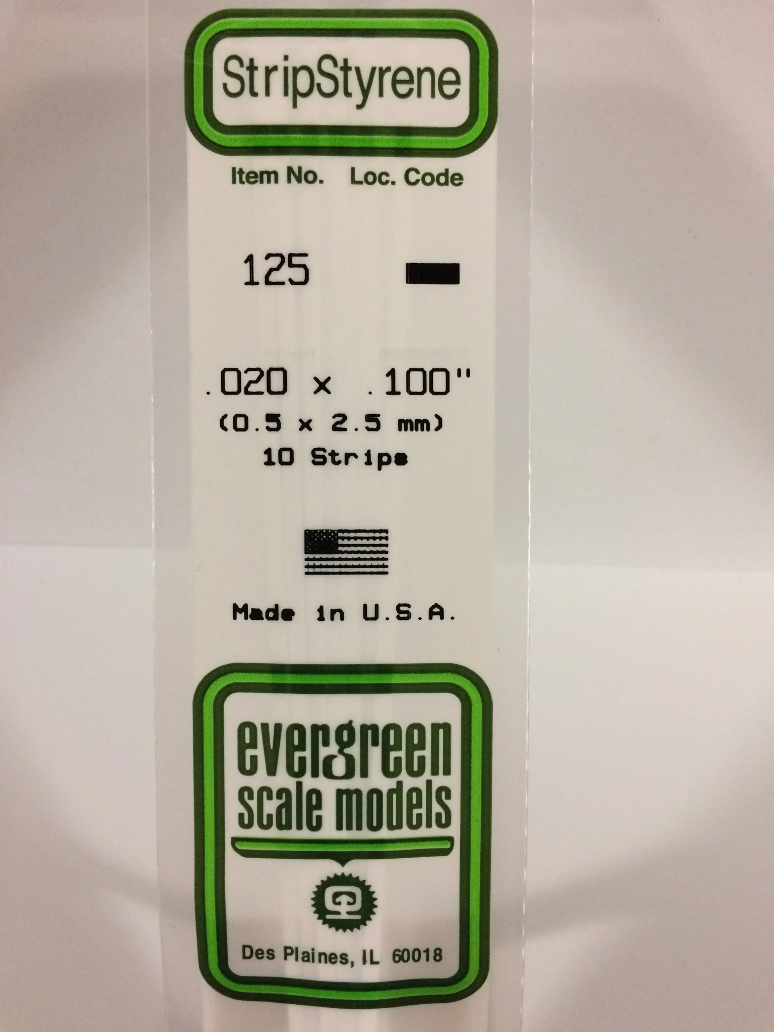 125 Styrene Strip .020x.100" 10/