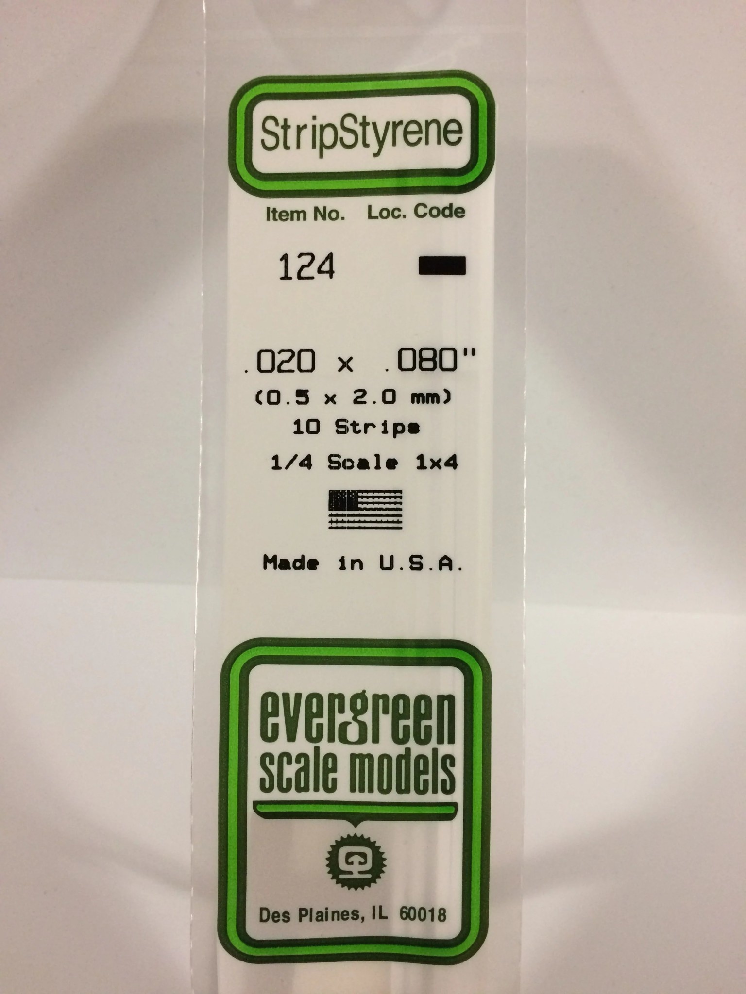 124 Styrene Strip .020x.080" 10/