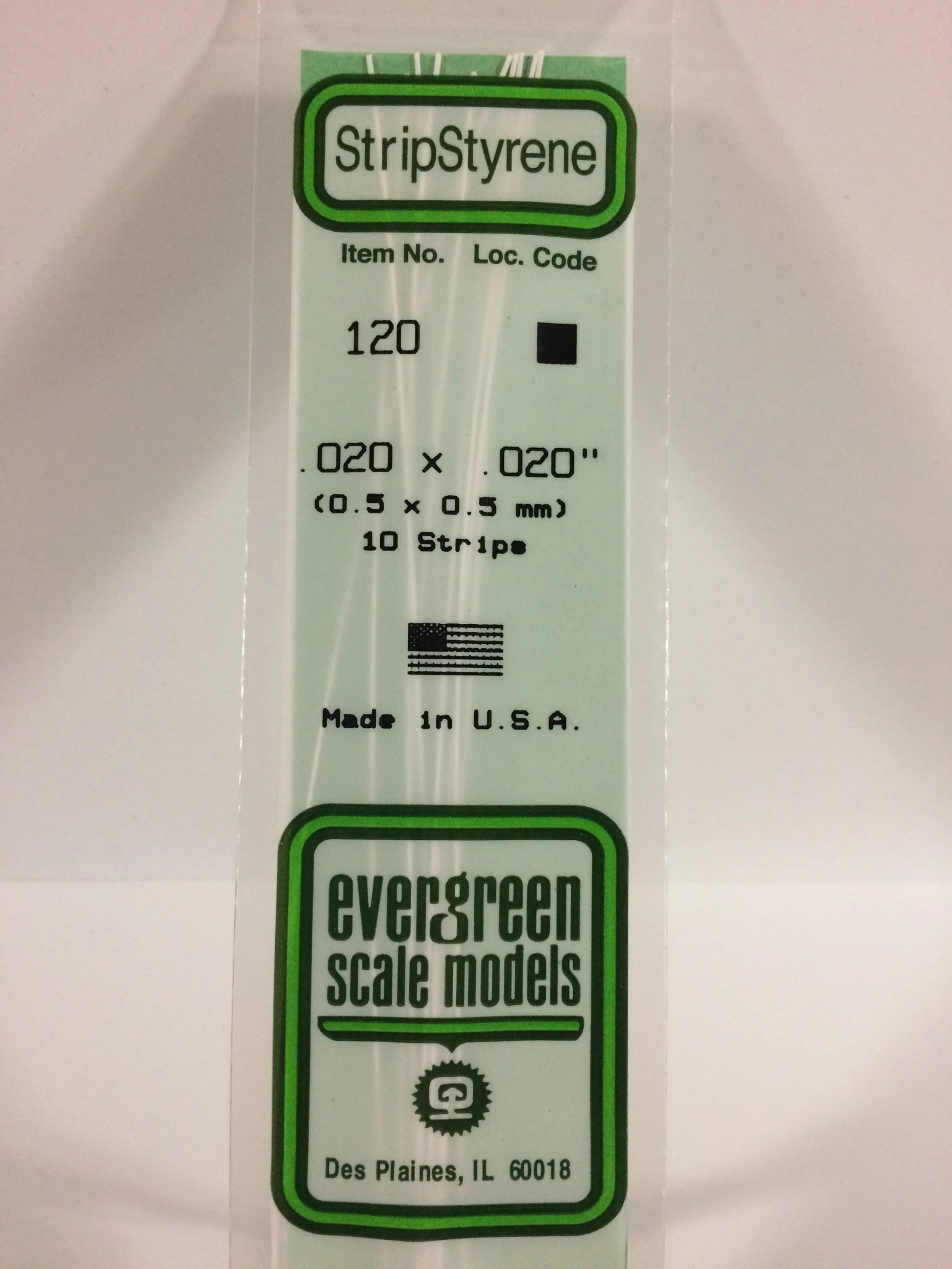 120 Styrene Strip .020x.020" 10/