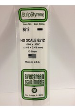 EVERGREEN EVG8612 HO SCALE 6X12 .066X.135 STRIPS 10PC