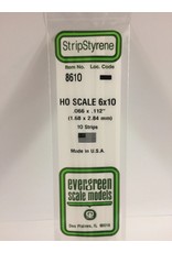 EVERGREEN EVG8610 HO SCALE 6X10 .066X.112 STRIPS 10PC