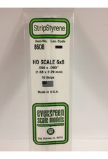 EVERGREEN EVG8608 HO SCALE 6X8 .066X.090 STRIPS 10PC
