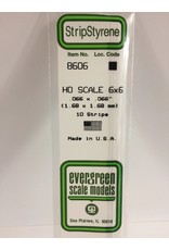 EVERGREEN EVG8606 HO SCALE 6X6 .066X.066 STRIPS 10PC