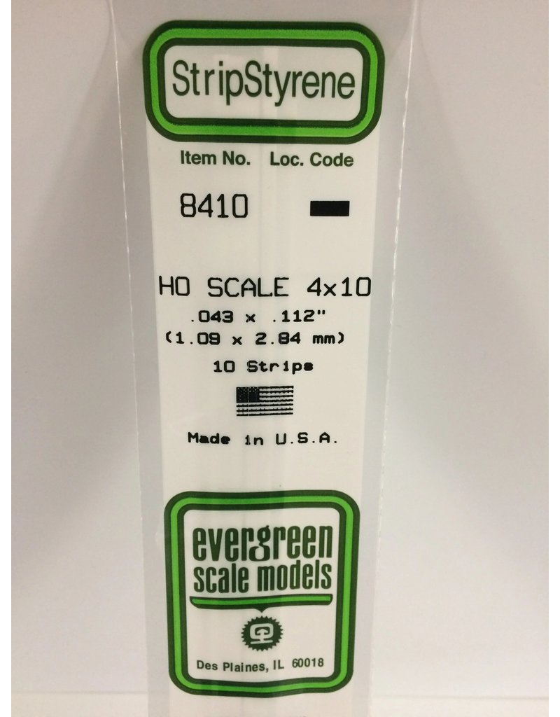 EVERGREEN EVG8410 HO SCALE 4X10 .043X.112 STRIPS 10PC