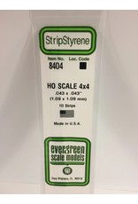 EVERGREEN EVG8404 HO SCALE 4X4 .043X.043 STRIPS 10PC