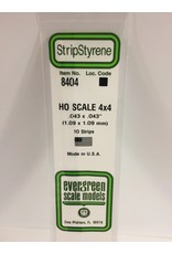 EVERGREEN EVG8404 HO SCALE 4X4 .043X.043 STRIPS 10PC