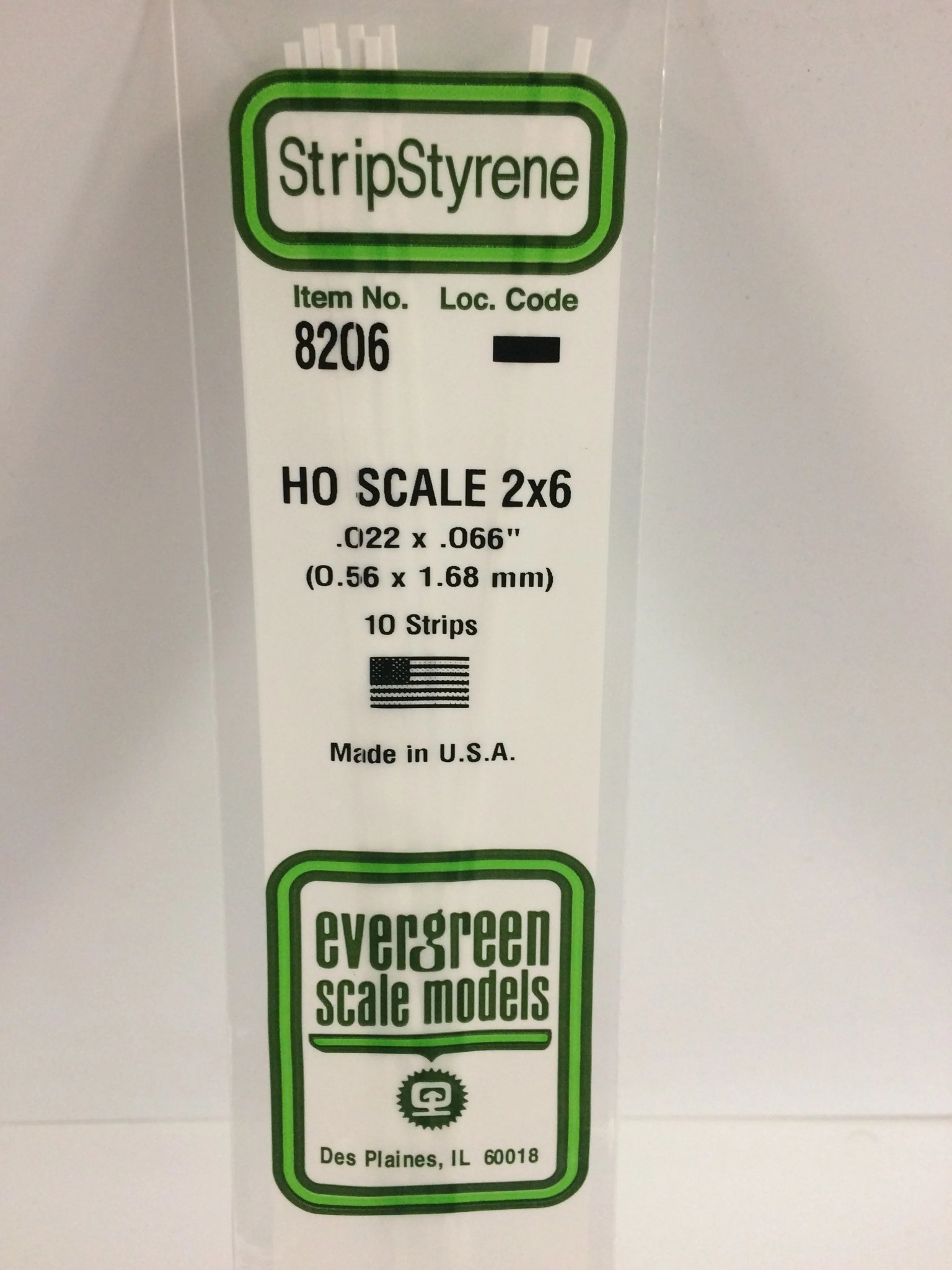 8206 Styrene strip 2x6" 10/