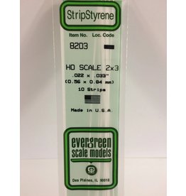 EVERGREEN EVG8203 HO SCALE 2X3 .022X.033 STRIPS 10PC