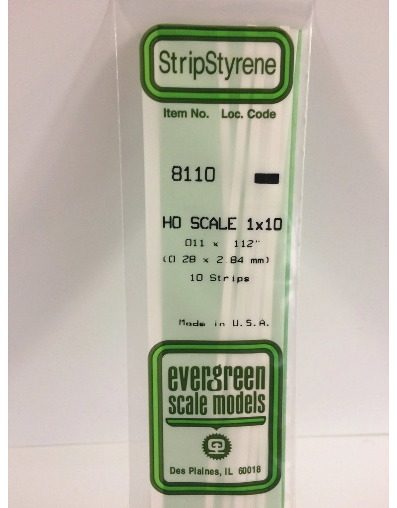 EVERGREEN EVG8110 HO SCALE 1X10 .011X.112 STRIPS 10PC
