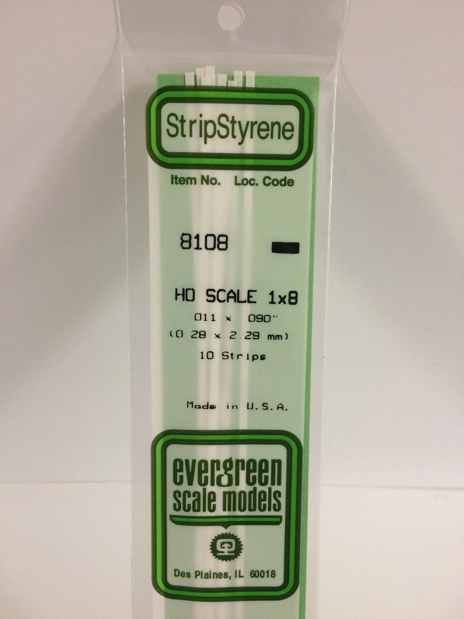 8108 Styrene strip 1x8" 10/