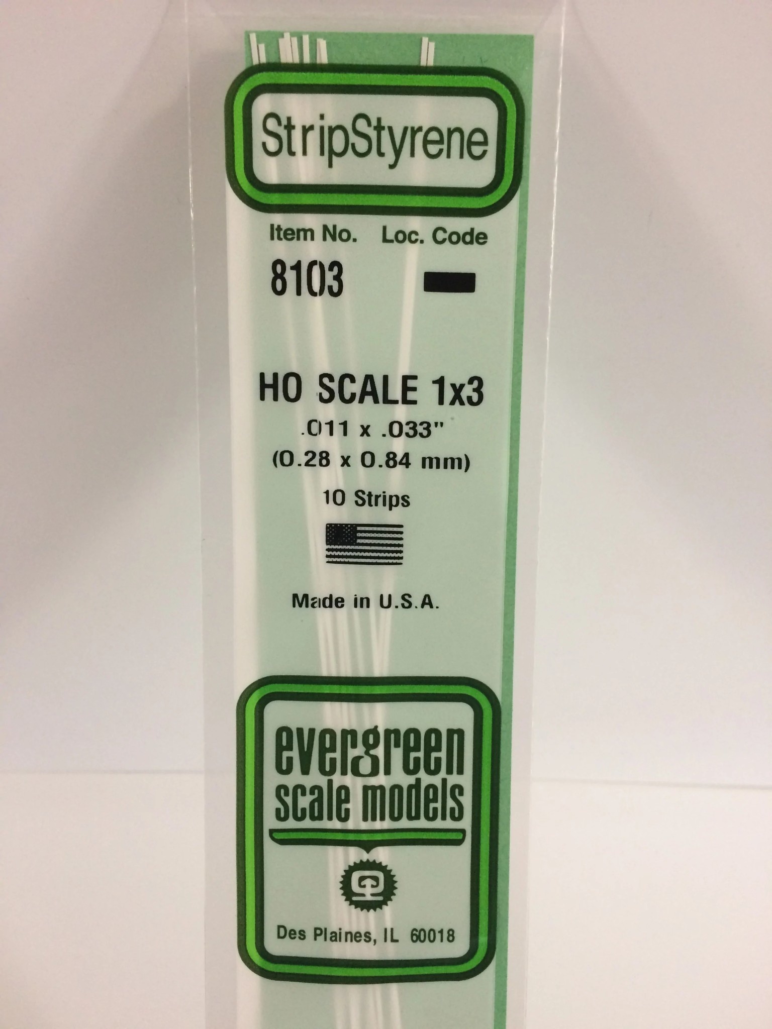8103 Styrene strip 1x3" 10/