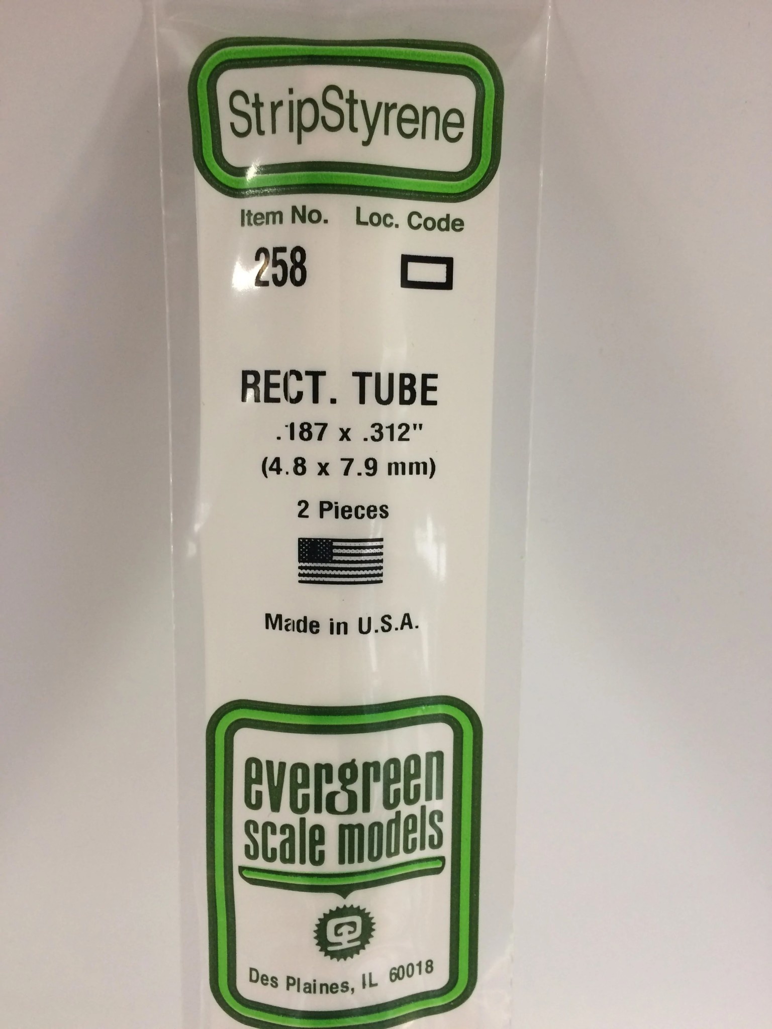 258 Styrene rct tube .187" 2/