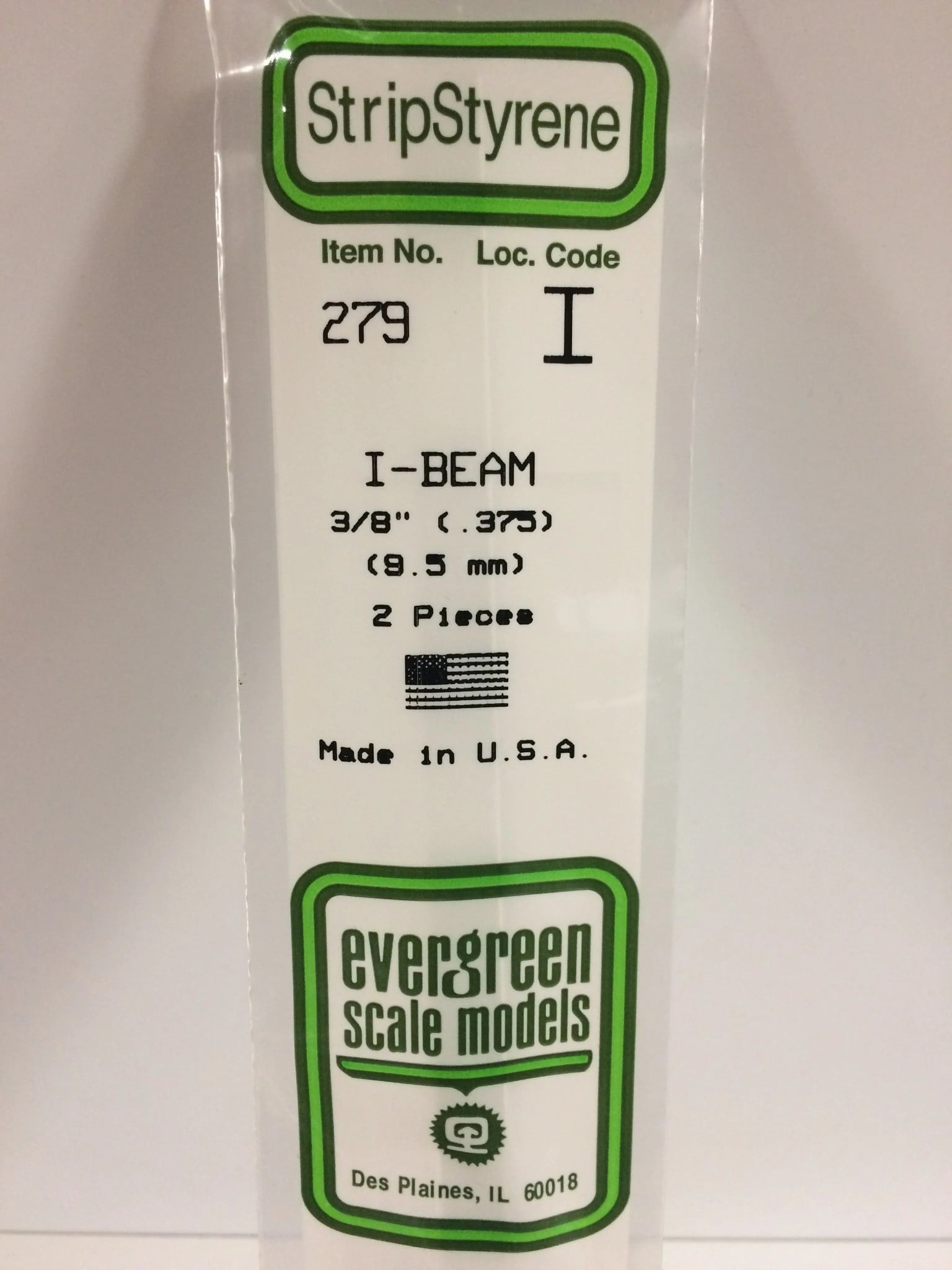 279 Styrene I-beam .375" 2/