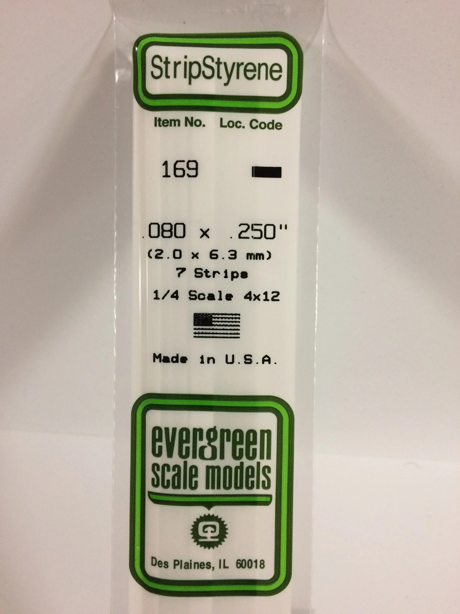 169 Styrene strip .080x.250" 7/