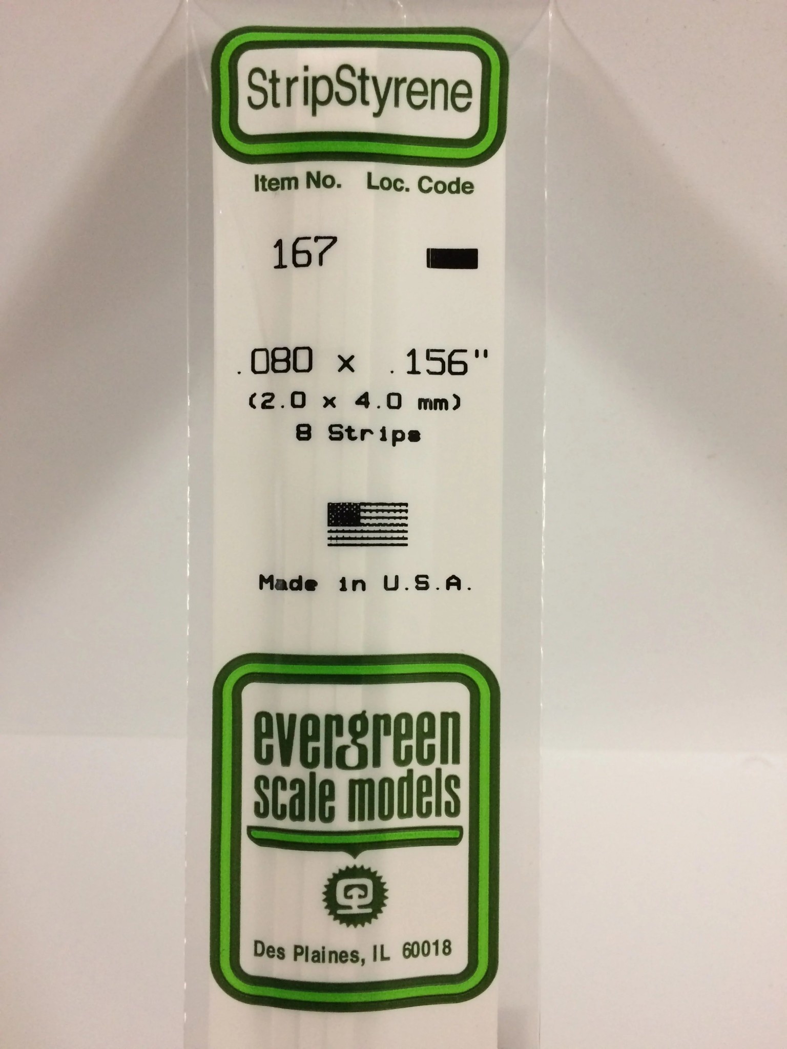 167 Styrene strip .080x.156" 8/
