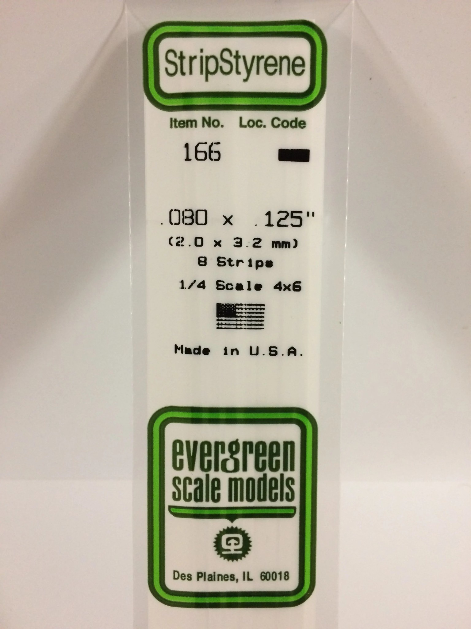 166 Styrene Strip .080x.125" 8/