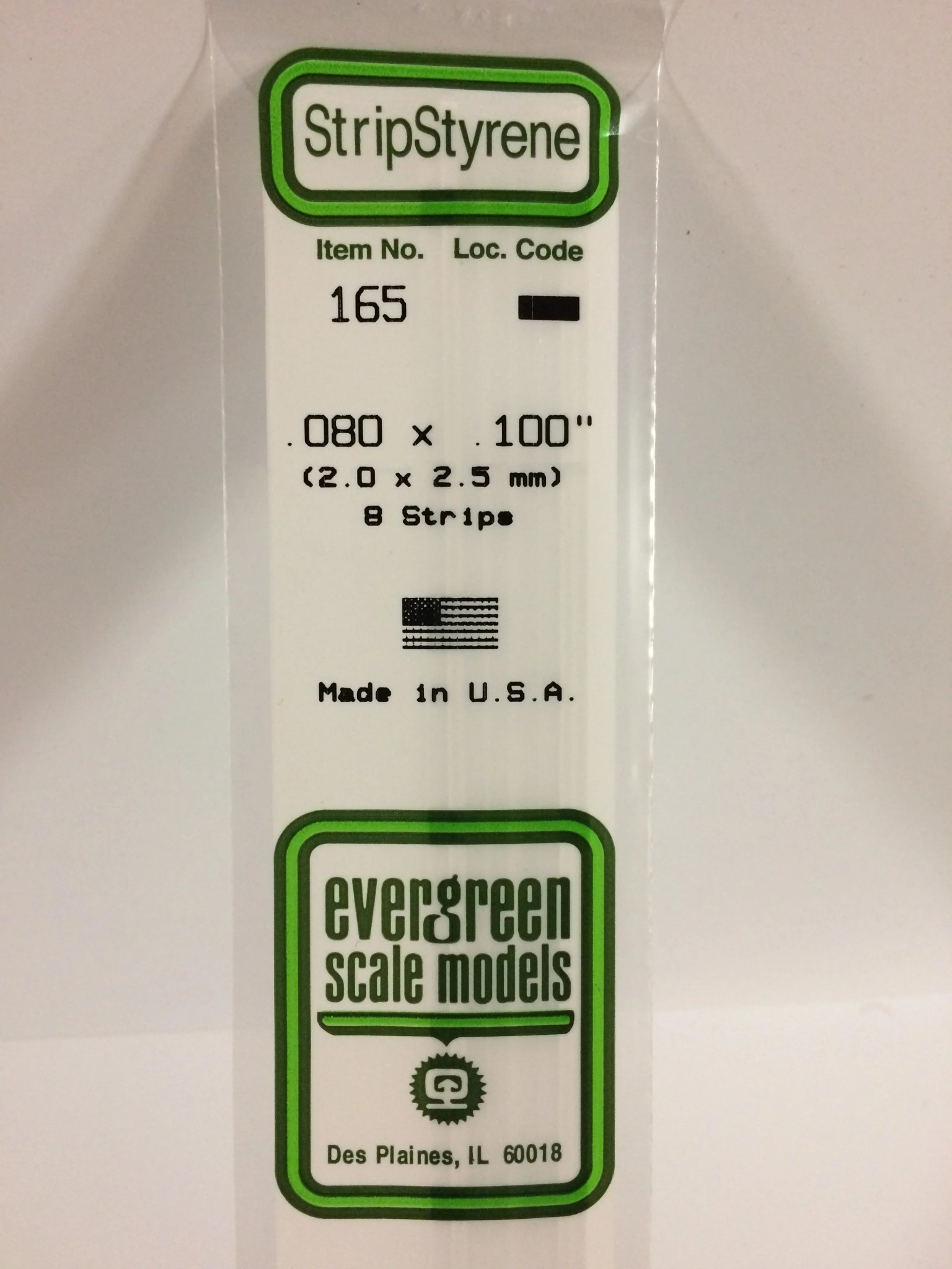 165 Styrene strip .080x.100" 8/