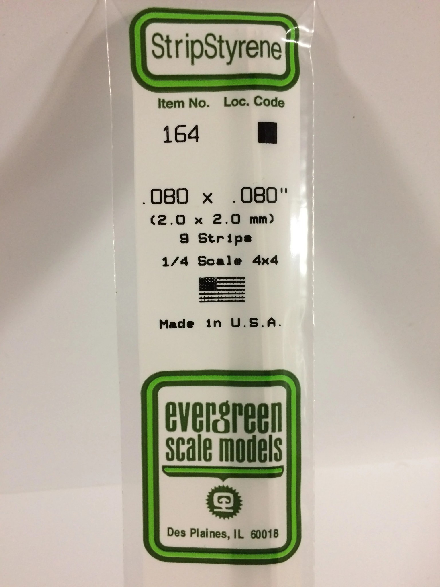 164 Styrene Strip .080x.080" 9/