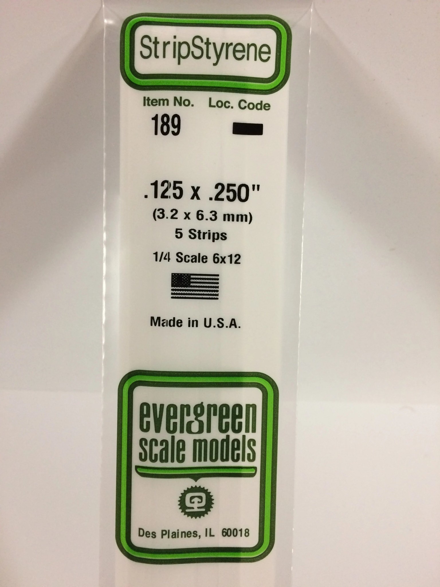 189 Styrene Strip .125x.250" 5/
