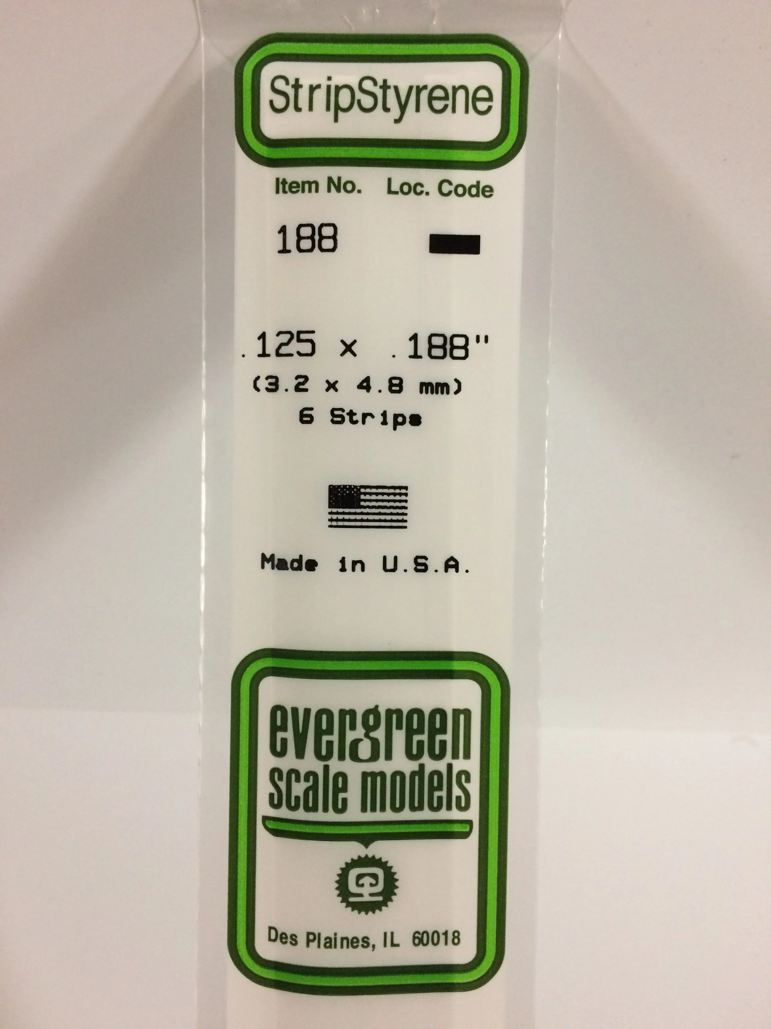 188 Styrene Strip .125x.188" 6/
