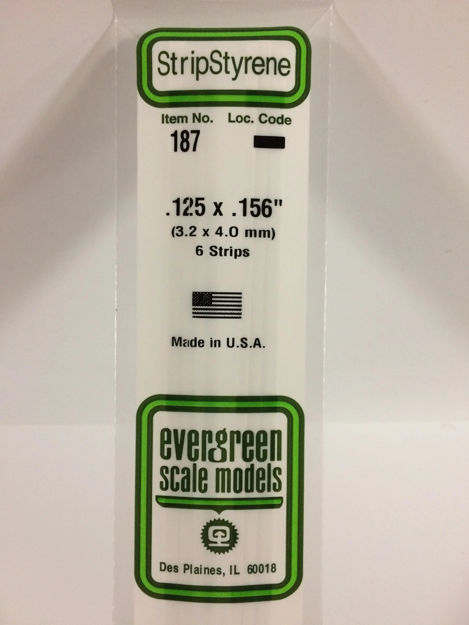 187 Styrene Strip .125x.156" 6/