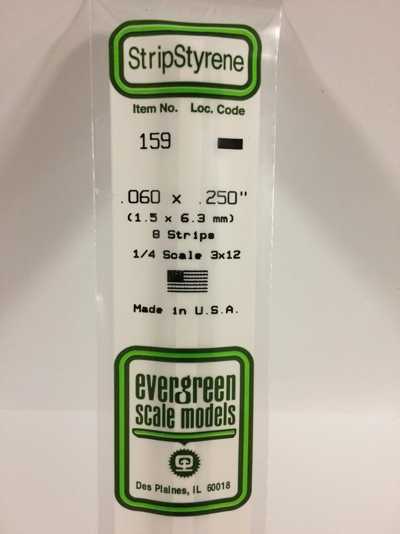 159 Styrene strip .060x.250" 8/
