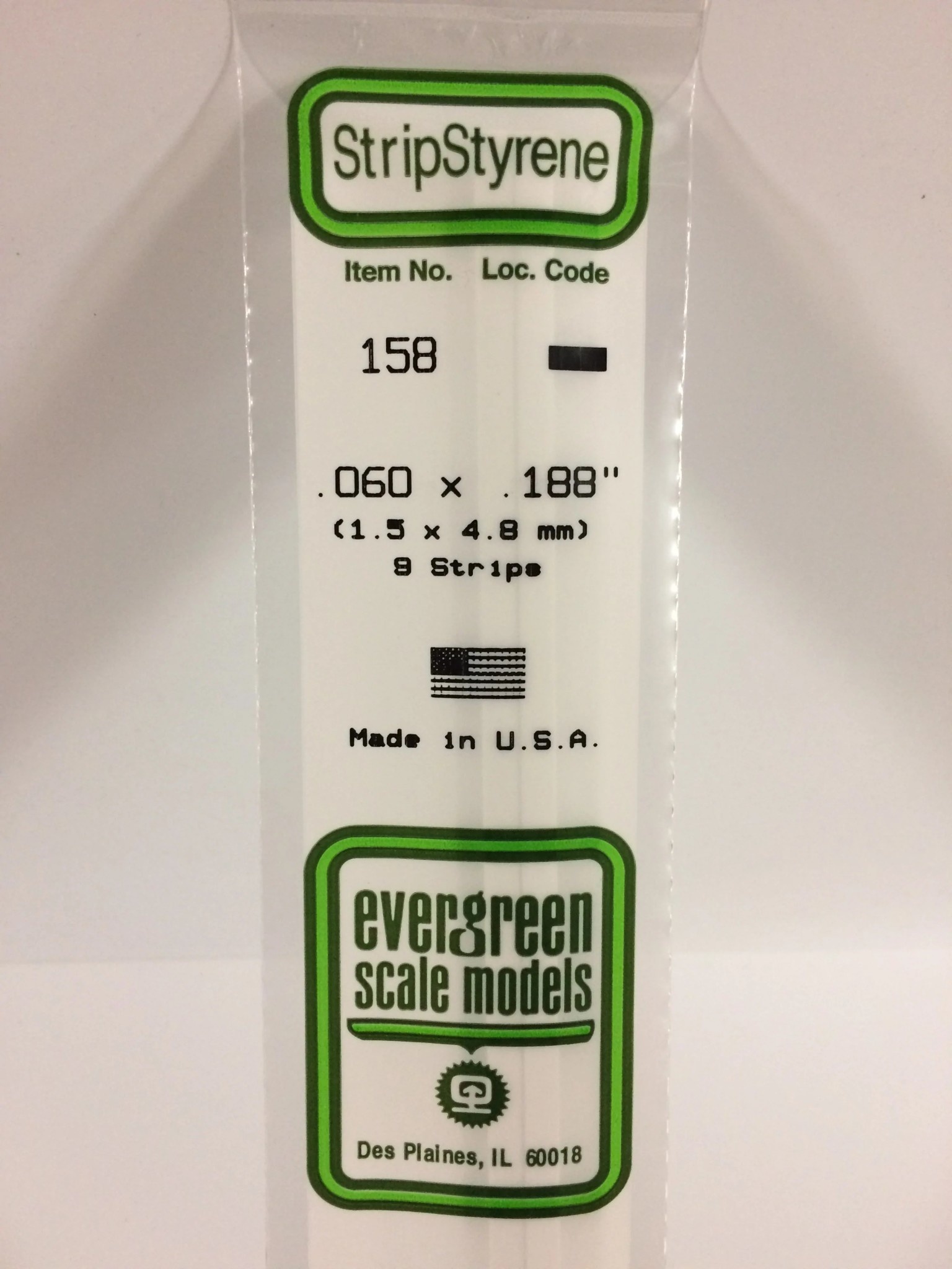 158 Styrene Strip .060x.188" 9/