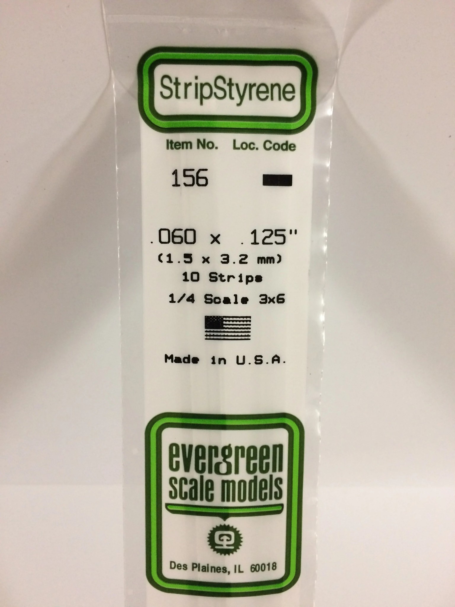 156 Styrene Strip .060x.125" 10/
