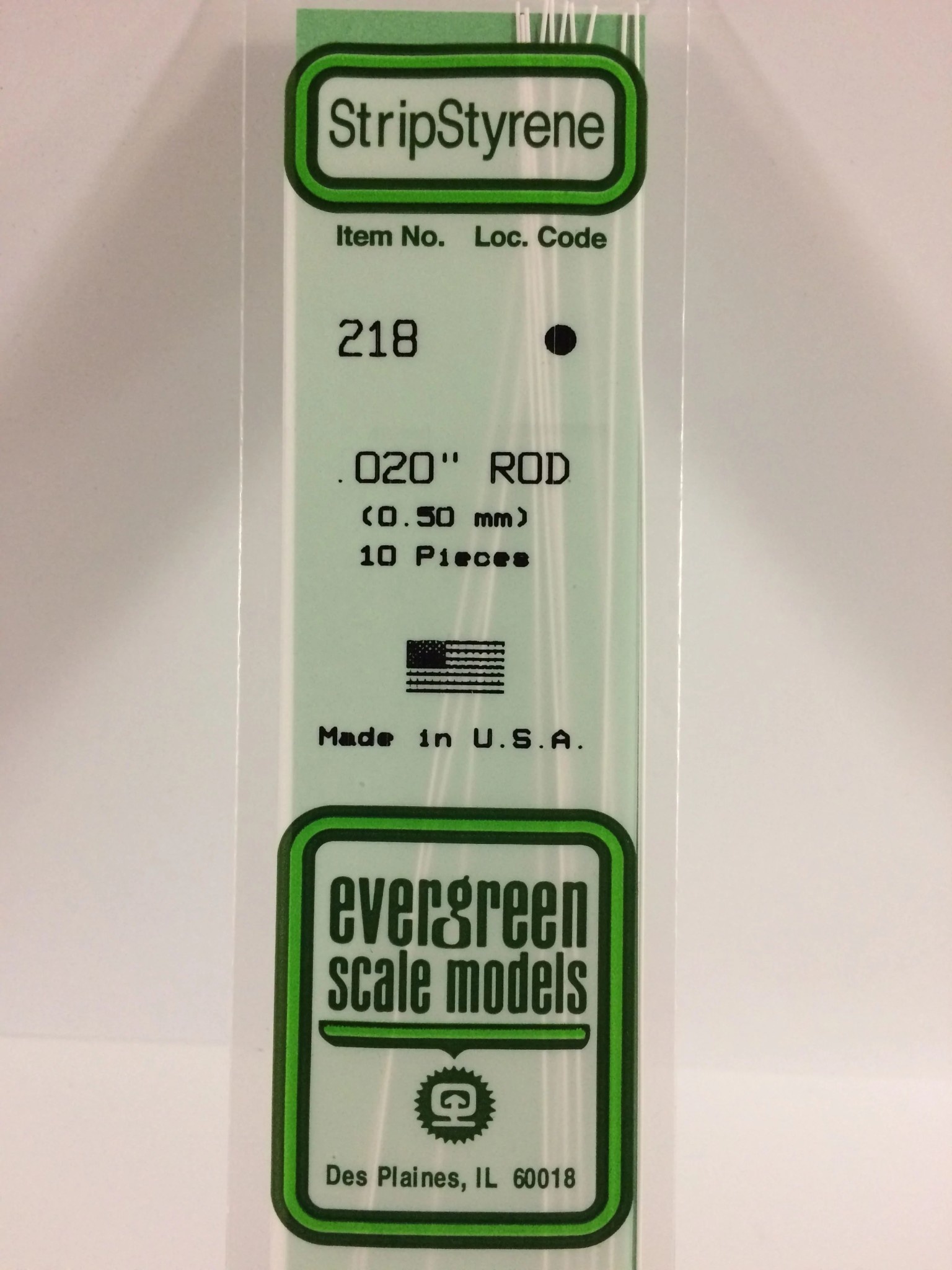 218 Styrene Rod .020" Dia 10/