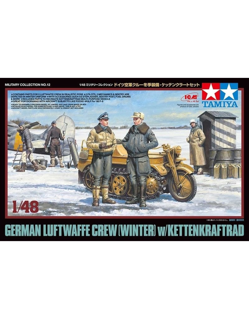 TAMIYA TAM32412 1/48 GERMAN LUFTWAFFE CREW,WINTER W/KETTENKRAFTRAD