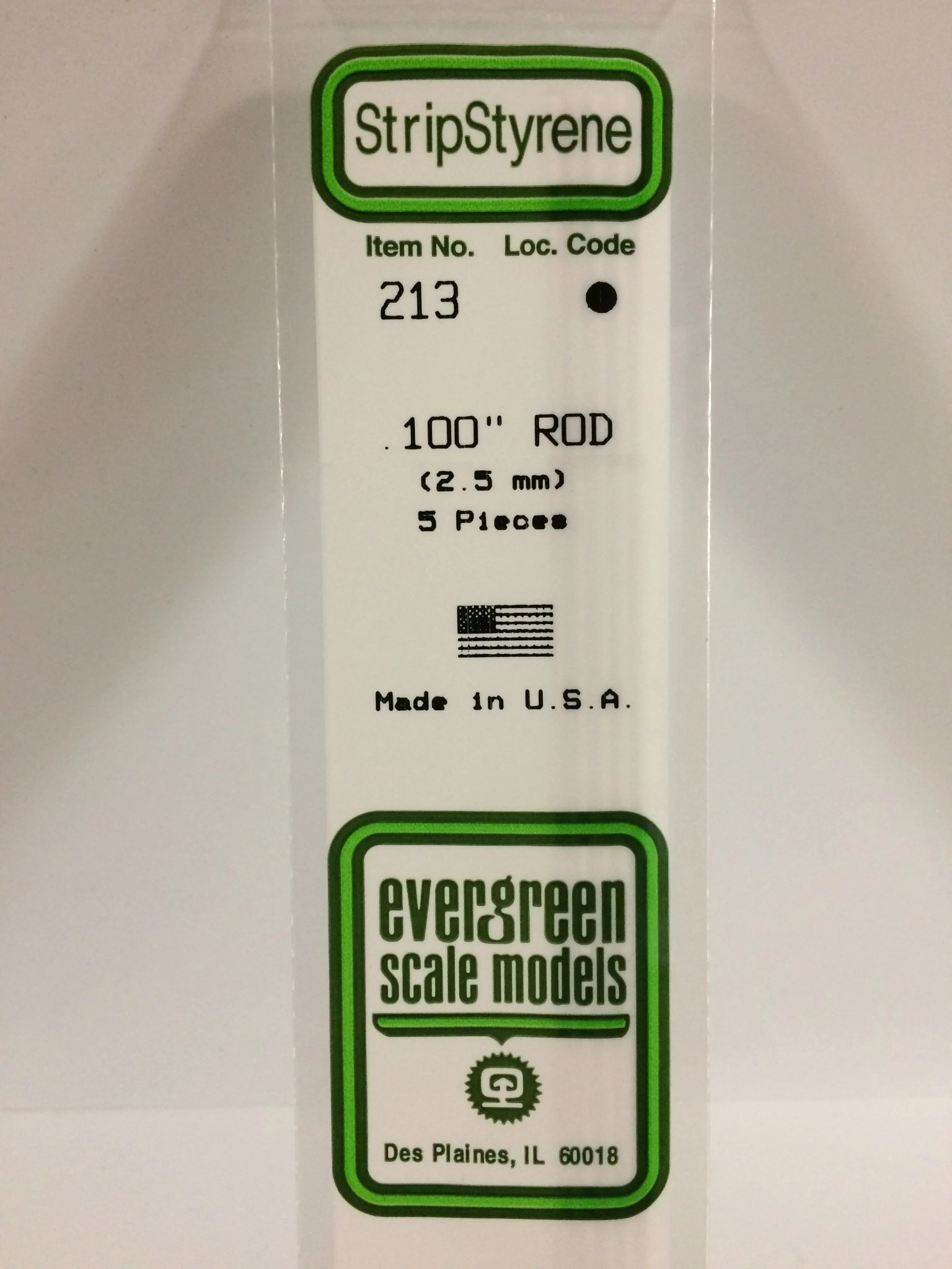 213 Styrene Rod .100" Dia 5/