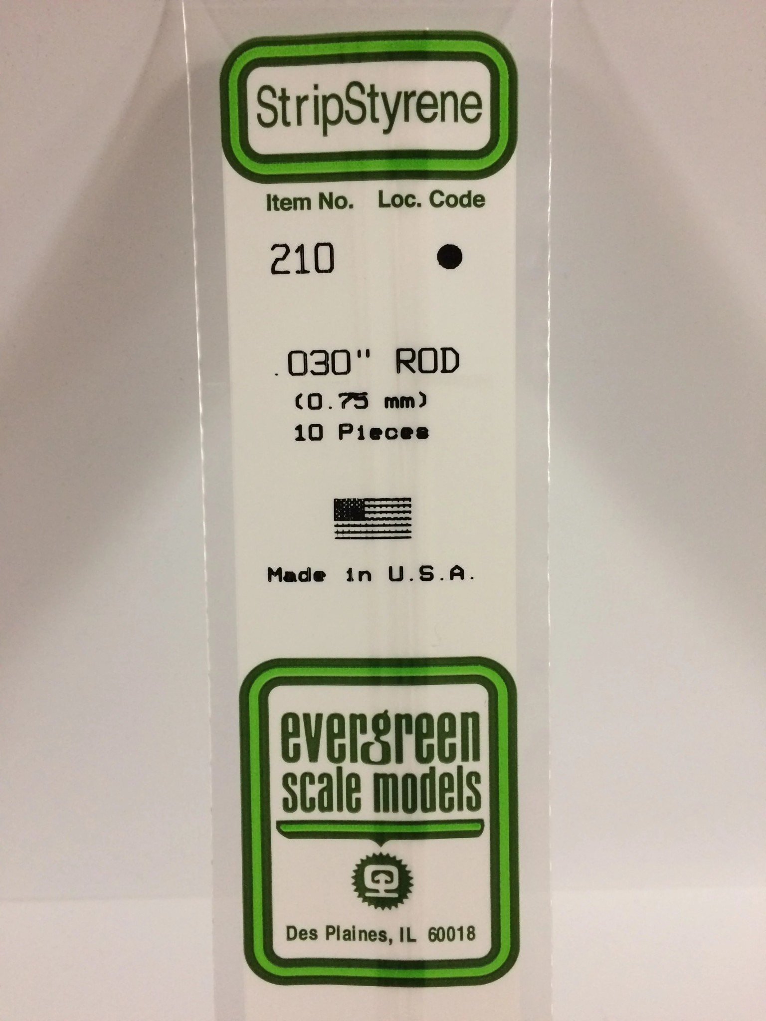 210 Styrene rod .030" Dia 10/