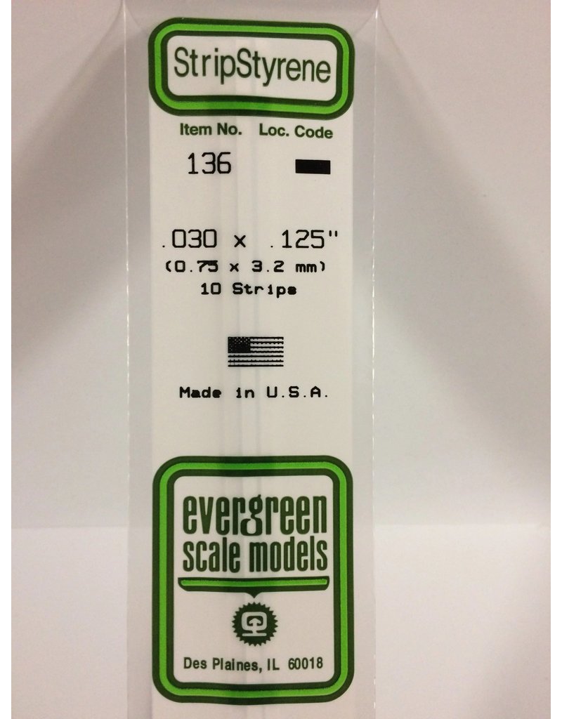 EVERGREEN EVG136 .030X.125 STRIPS 10PC