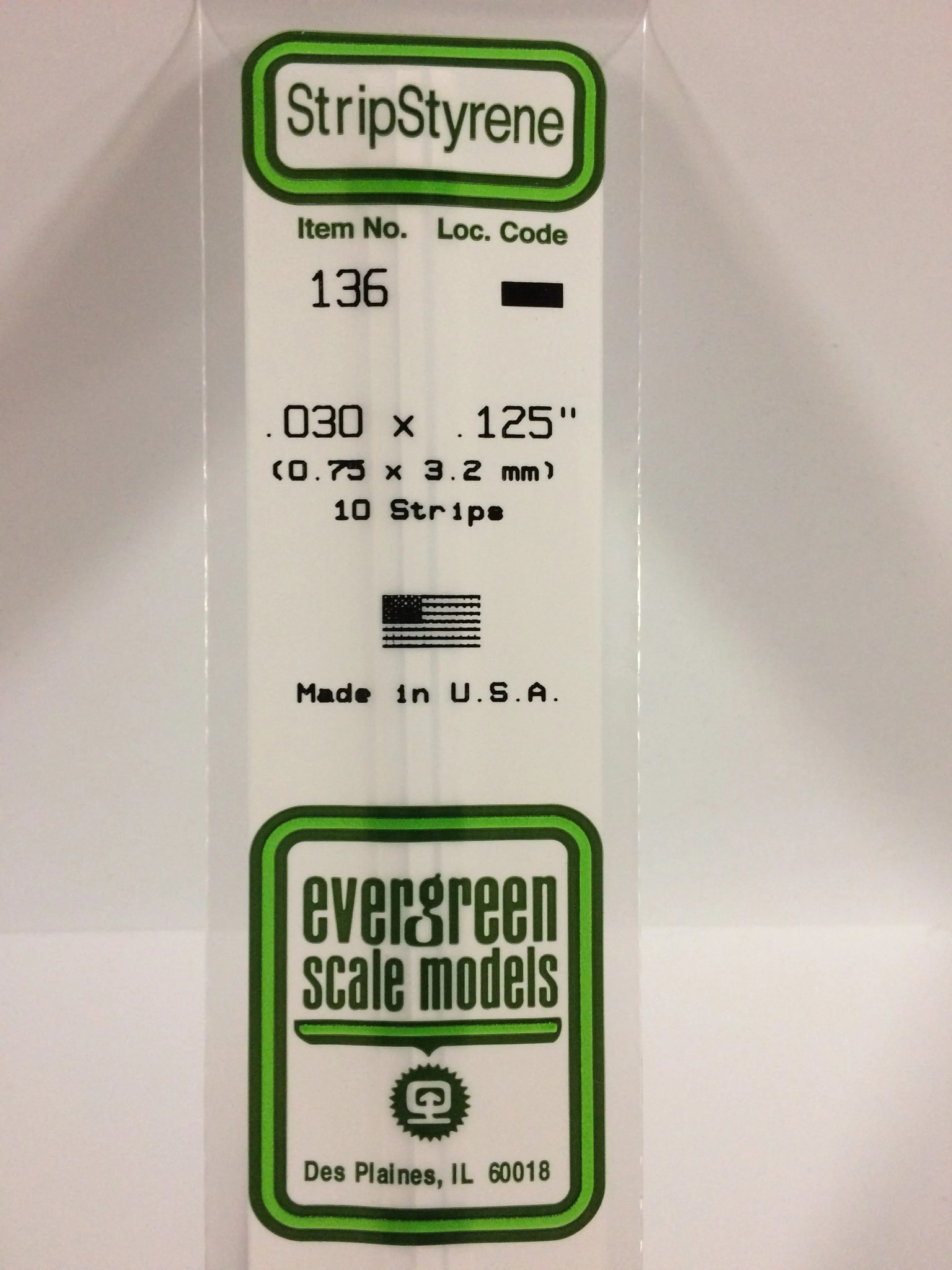 136 Styrene Strip .030x.125" 10/