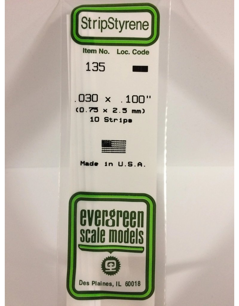 EVERGREEN EVG135 .030X.100 STRIPS 10PC