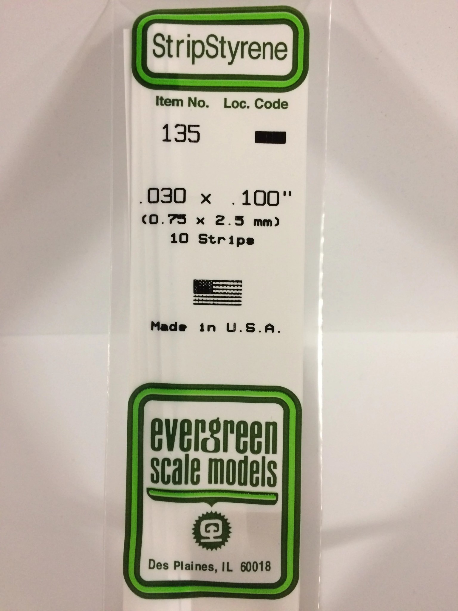 135 Styrene Strip .030x.100" 10/