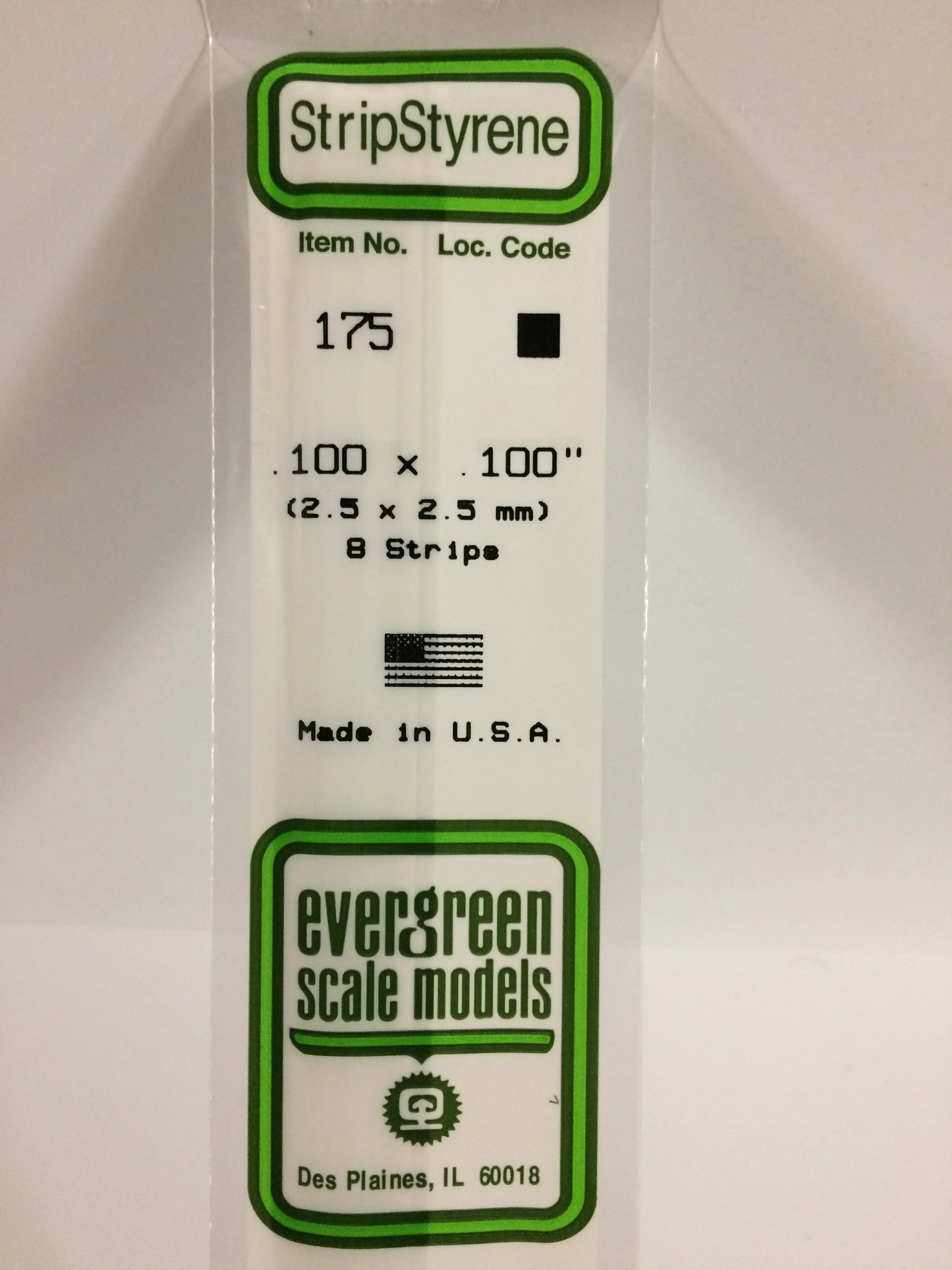 175 Styrene Strip .100x.100" 8/
