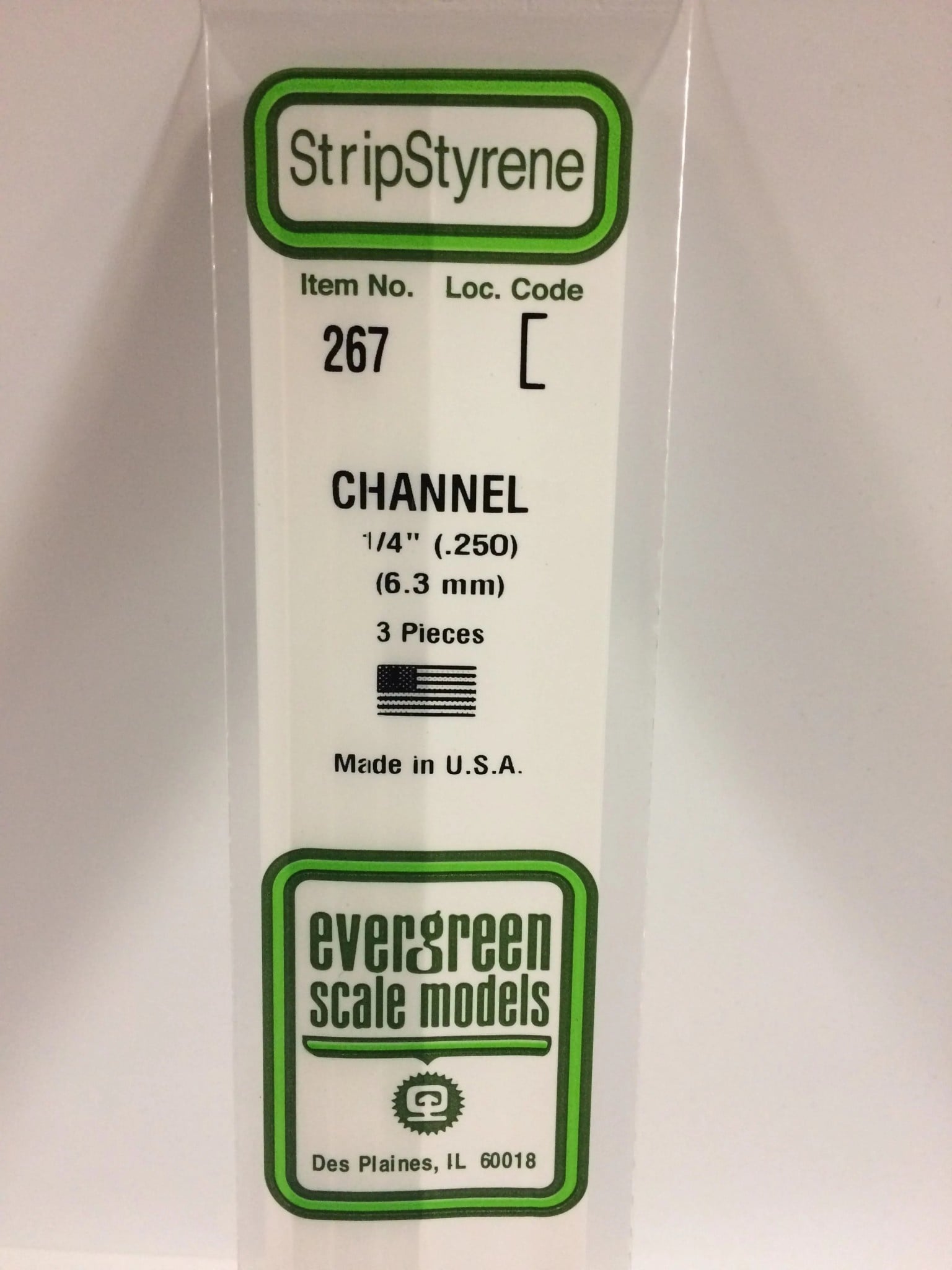 267 Styrene channel .250" 3/