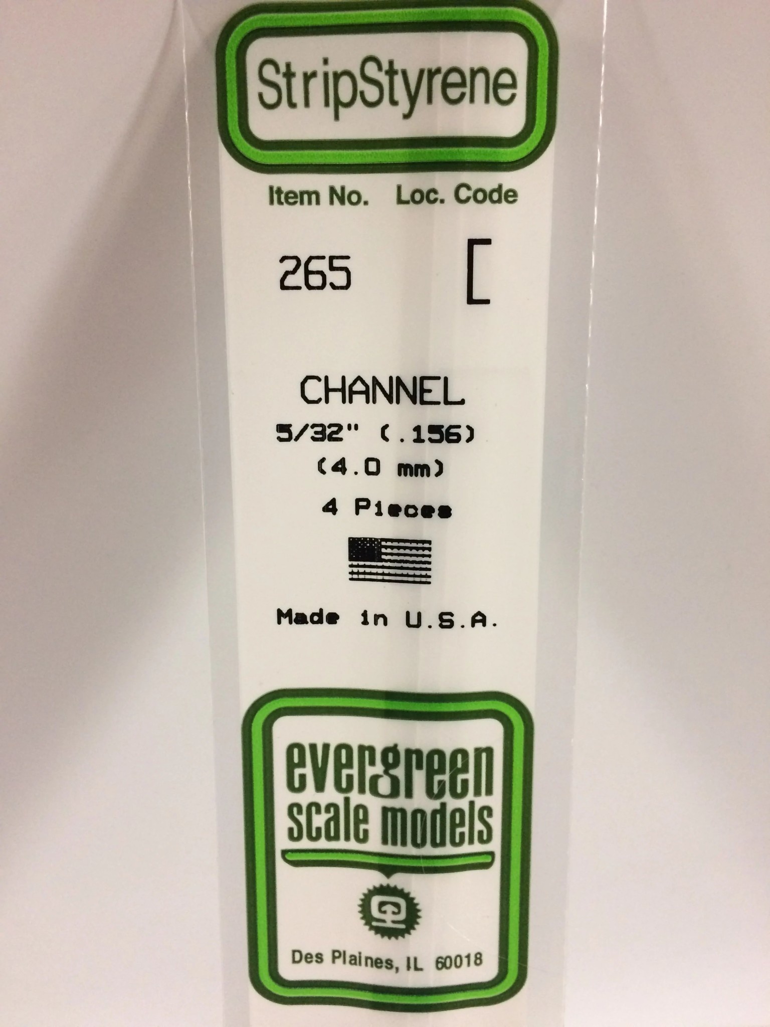 265 Styrene channel .156" 4/