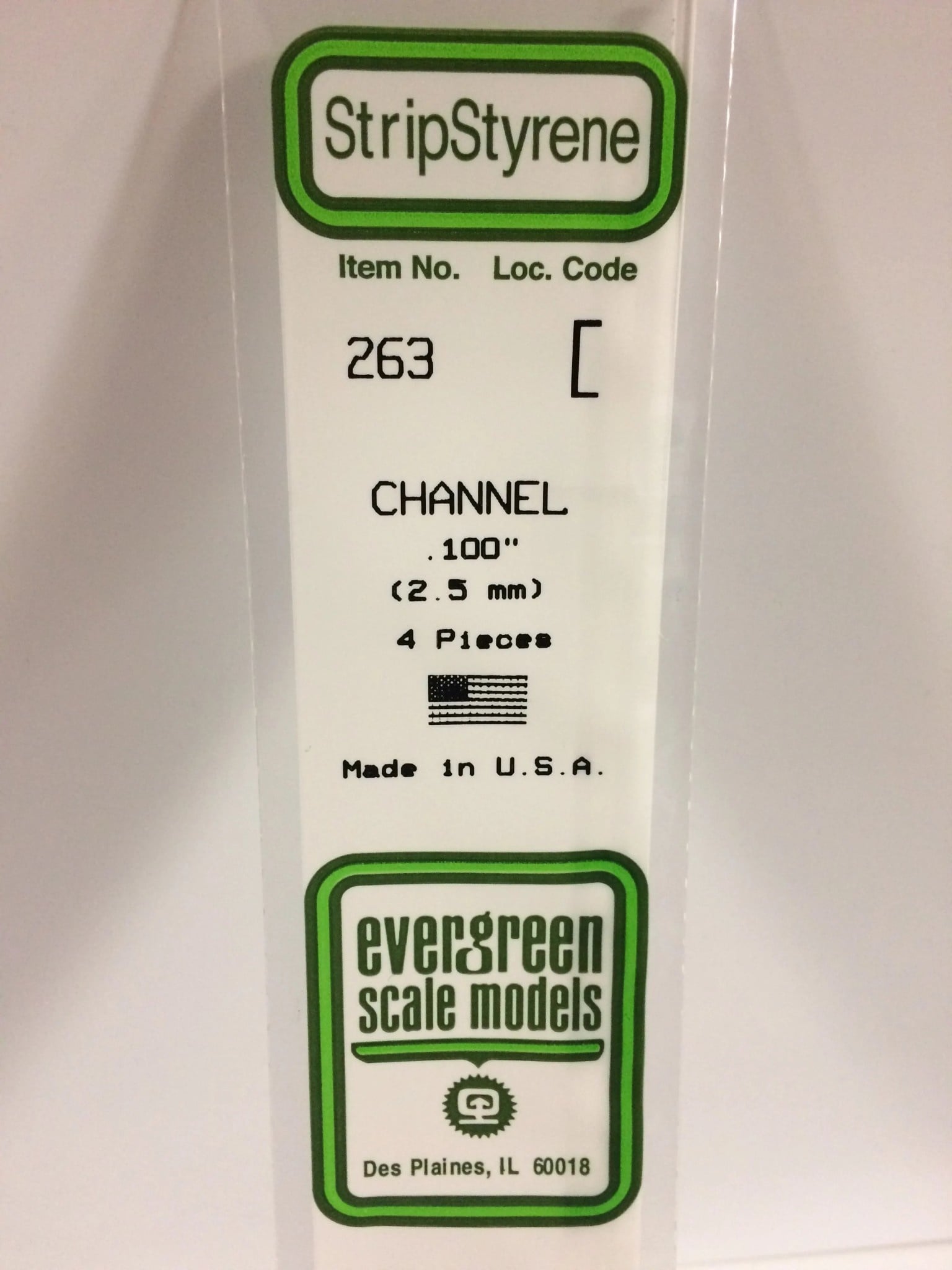 263 Styrene channel .100" 4/